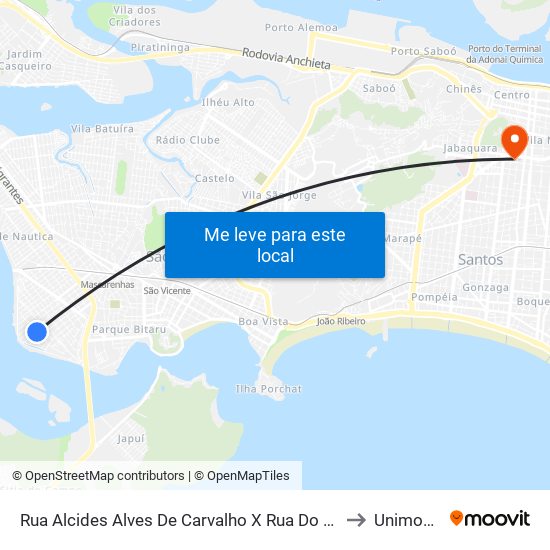 Rua Alcides Alves De Carvalho X Rua Do Meio to Unimonte map