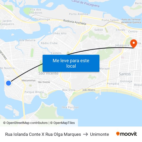Rua Iolanda Conte X Rua Olga Marques to Unimonte map