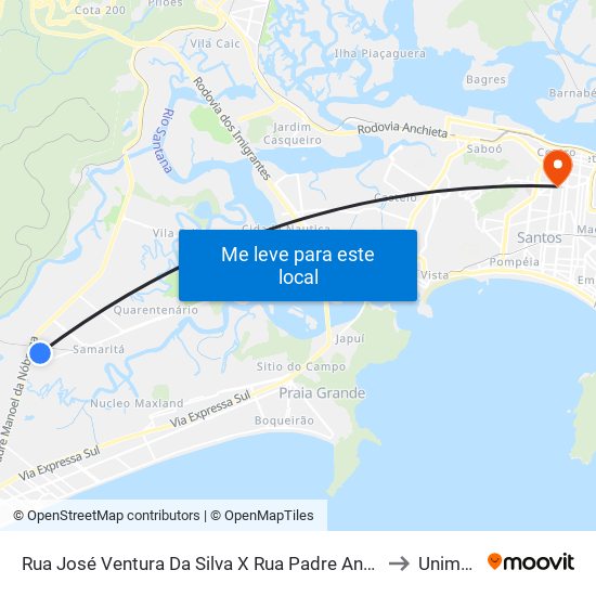 Rua José Ventura Da Silva X Rua Padre André De Soveral' to Unimonte map