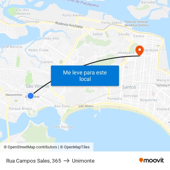 Rua Campos Sales, 365 to Unimonte map