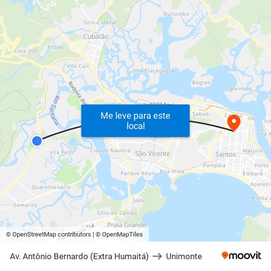 Av. Antônio Bernardo (Extra Humaitá) to Unimonte map