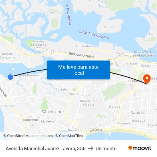 Avenida Marechal Juarez Távora, 356 to Unimonte map