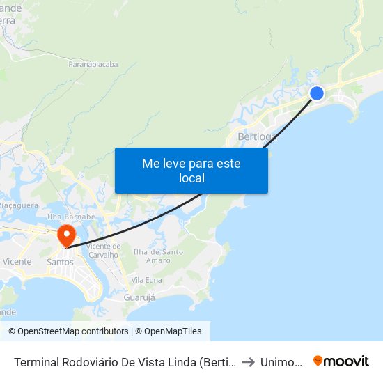 Terminal Rodoviário De Vista Linda (Bertioga) to Unimonte map