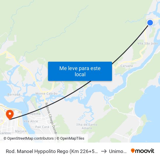 Rod. Manoel Hyppolito Rego (Km 226+500m) to Unimonte map