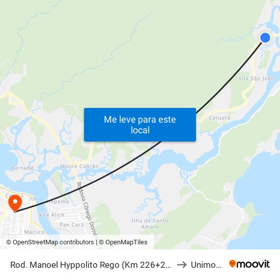 Rod. Manoel Hyppolito Rego (Km 226+200m) to Unimonte map