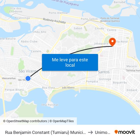 Rua Benjamin Constant (Tumiaru) Municipais to Unimonte map