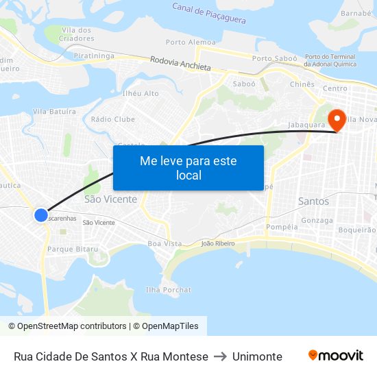 Rua Cidade De Santos X Rua Montese to Unimonte map