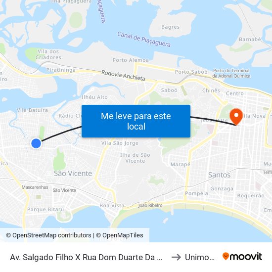 Av. Salgado Filho X Rua Dom Duarte Da Costa to Unimonte map