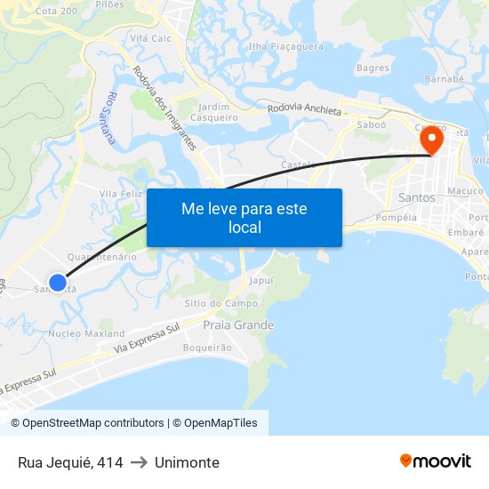 Rua Jequié, 414 to Unimonte map