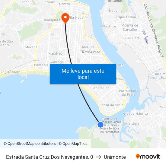 Estrada Santa Cruz Dos Navegantes, 0 to Unimonte map