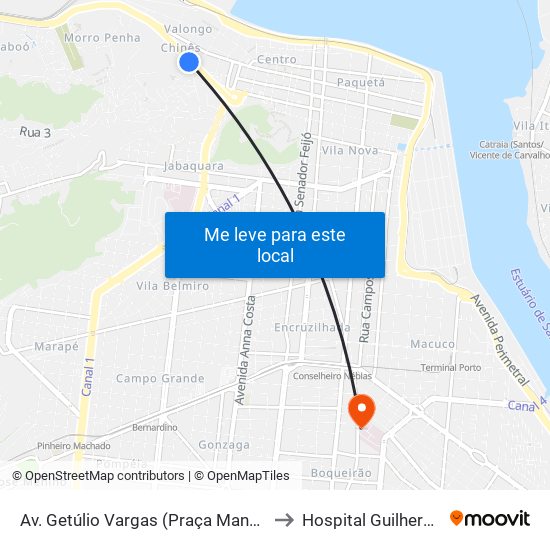 Av. Getúlio Vargas (Praça Manoel De Almeida) to Hospital Guilherme Álvaro map