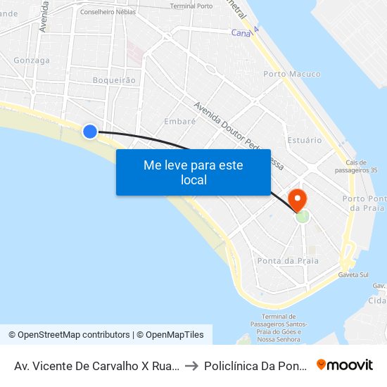 Av. Vicente De Carvalho X Rua Ângelo Guerra to Policlínica Da Ponta Da Praia map