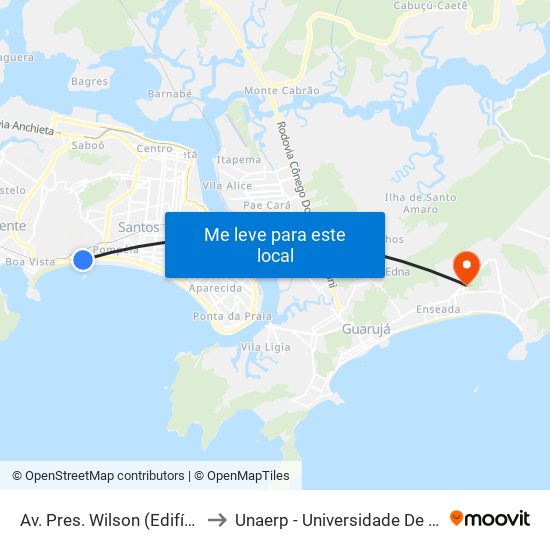 Av. Pres. Wilson (Edifício Marambaia/Igreja Peniel) to Unaerp - Universidade De Ribeirão Preto - Campus Guarujá map