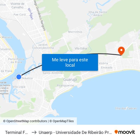 Terminal Ferry Boat to Unaerp - Universidade De Ribeirão Preto - Campus Guarujá map