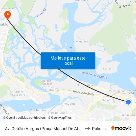 Av. Getúlio Vargas (Praça Manoel De Almeida) to Policlínica map