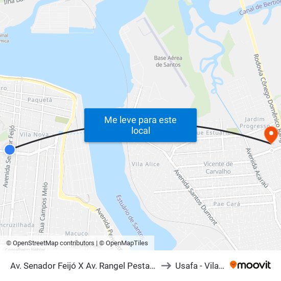 Av. Senador Feijó X Av. Rangel Pestana - Municipais to Usafa - Vila Aurea map