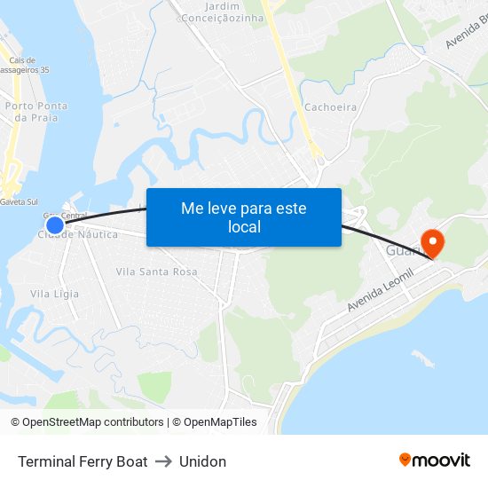 Terminal Ferry Boat to Unidon map