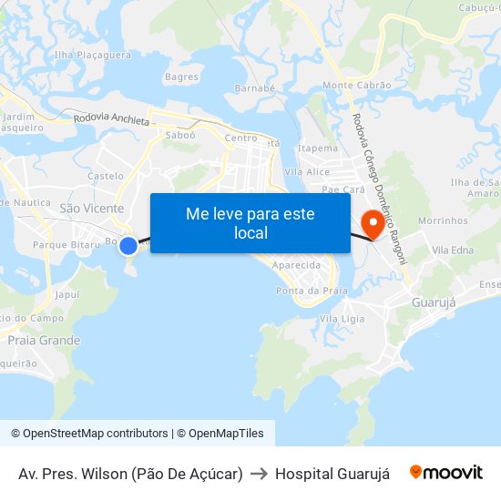 Av. Pres. Wilson (Pão De Açúcar) to Hospital Guarujá map
