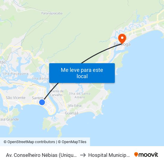 Av. Conselheiro Nébias (Unique Offices/Tok & Stok) to Hospital Municipal De Bertioga map