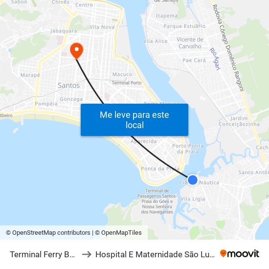 Terminal Ferry Boat to Hospital E Maternidade São Lucas map