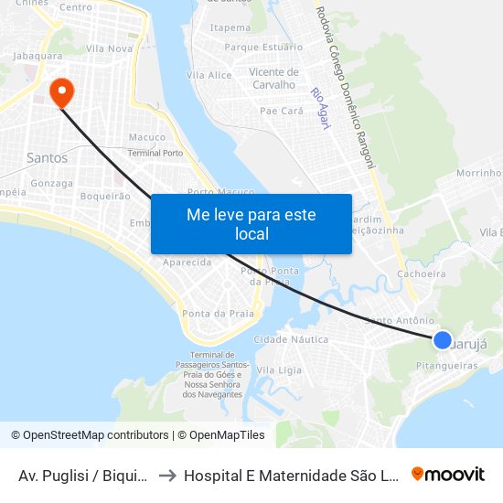 Av. Puglisi / Biquinha to Hospital E Maternidade São Lucas map