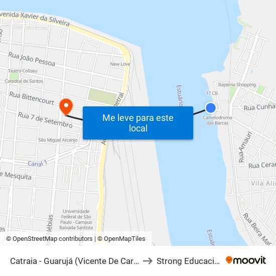 Catraia - Guarujá (Vicente De Carvalho) to Strong Educacional map