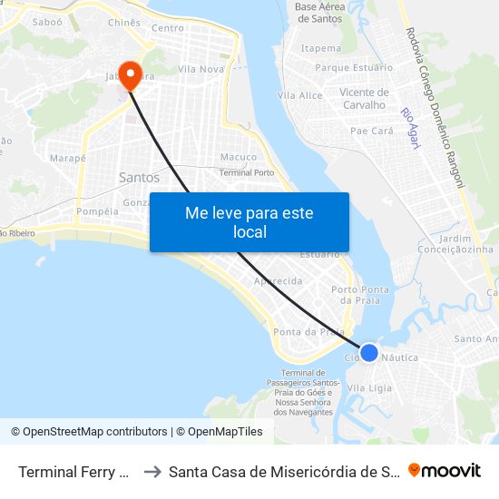 Terminal Ferry Boat to Santa Casa de Misericórdia de Santos map