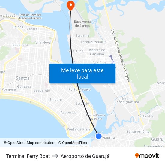 Terminal Ferry Boat to Aeroporto de Guarujá map