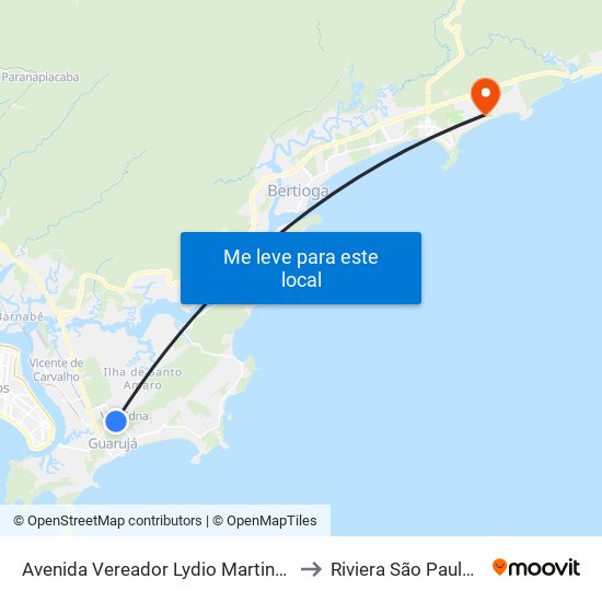 Avenida Vereador Lydio Martins Correa 6 to Riviera São Paulo Brazil map