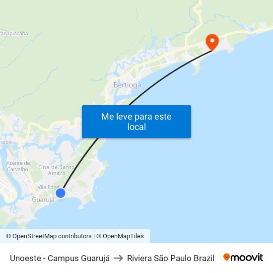 Unoeste - Campus Guarujá to Riviera São Paulo Brazil map