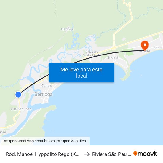 Rod. Manoel Hyppolito Rego (Km227+600m) to Riviera São Paulo Brazil map