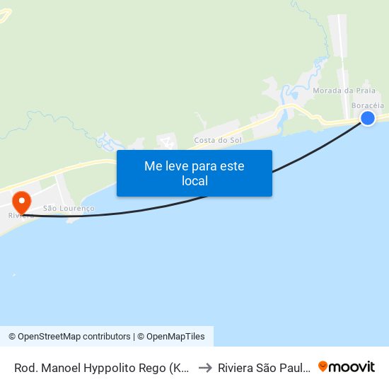 Rod. Manoel Hyppolito Rego (Krill Boraceia) to Riviera São Paulo Brazil map