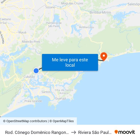 Rod. Cônego Domênico Rangoni (Ecopátio) to Riviera São Paulo Brazil map