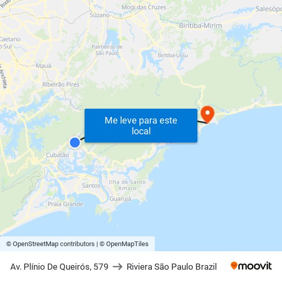 Av. Plínio De Queirós, 579 to Riviera São Paulo Brazil map