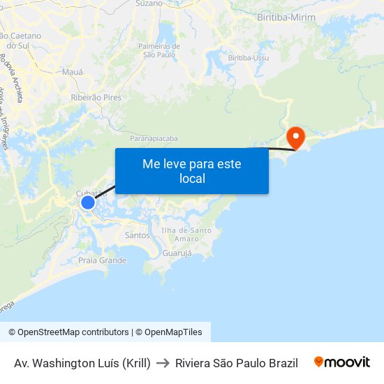 Av. Washington Luís (Krill) to Riviera São Paulo Brazil map