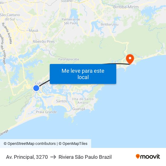 Av. Principal, 3270 to Riviera São Paulo Brazil map