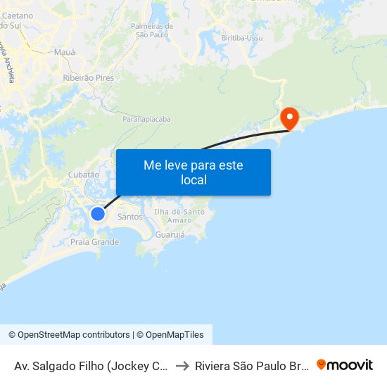 Av. Salgado Filho (Jockey Club) to Riviera São Paulo Brazil map