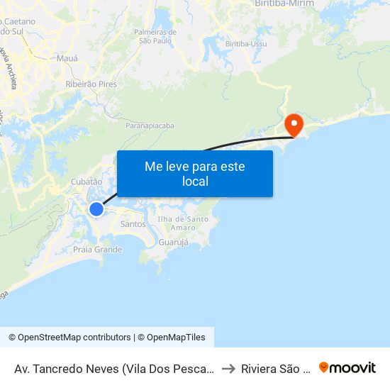 Av. Tancredo Neves (Vila Dos Pescadores/Caminho Mont Serrat) to Riviera São Paulo Brazil map