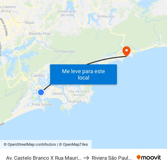 Av. Castelo Branco X Rua Maurício Moura to Riviera São Paulo Brazil map