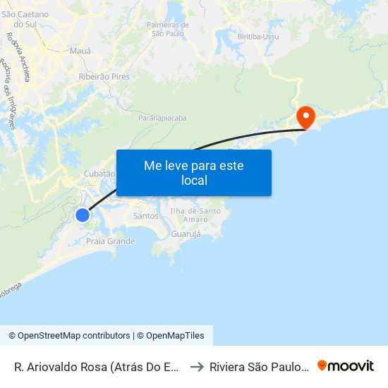 R. Ariovaldo Rosa (Atrás Do Emef Caic) to Riviera São Paulo Brazil map