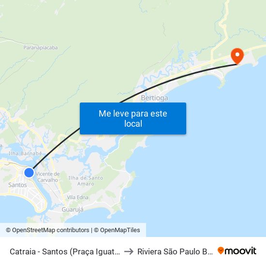 Catraia - Santos (Praça Iguatemy) to Riviera São Paulo Brazil map