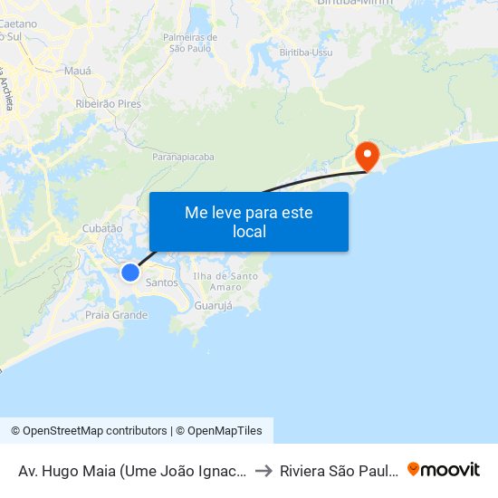 Av. Hugo Maia (Ume João Ignacio De Souza) to Riviera São Paulo Brazil map