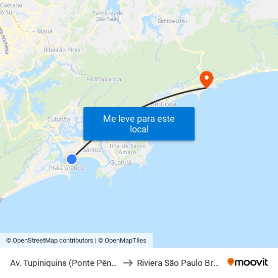 Av. Tupiniquins (Ponte Pênsil) to Riviera São Paulo Brazil map