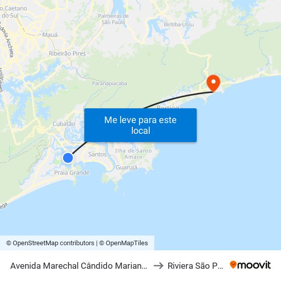 Avenida Marechal Cândido Mariano Da Silva Rondon, 32 to Riviera São Paulo Brazil map