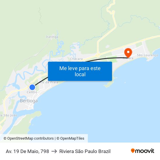 Av. 19 De Maio, 798 to Riviera São Paulo Brazil map