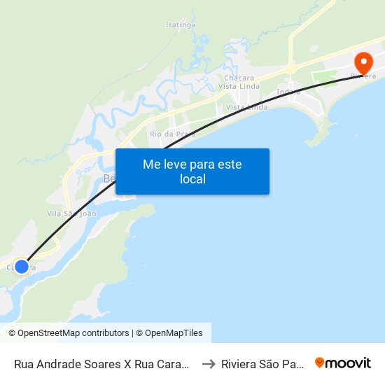 Rua Andrade Soares X Rua Caramuru Do Caruara to Riviera São Paulo Brazil map