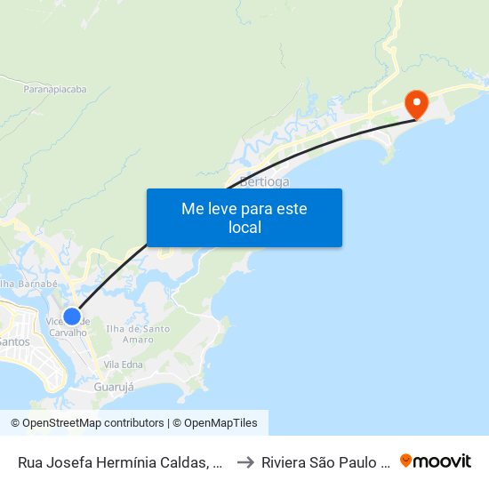 Rua Josefa Hermínia Caldas, 245-307 to Riviera São Paulo Brazil map