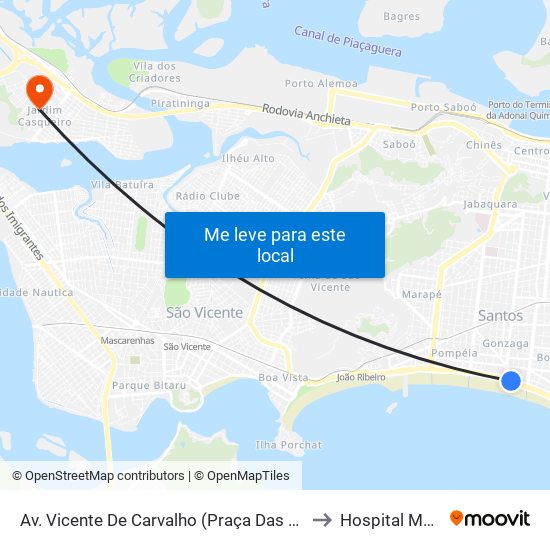 Av. Vicente De Carvalho (Praça Das Bandeiras) to Hospital Modelo map