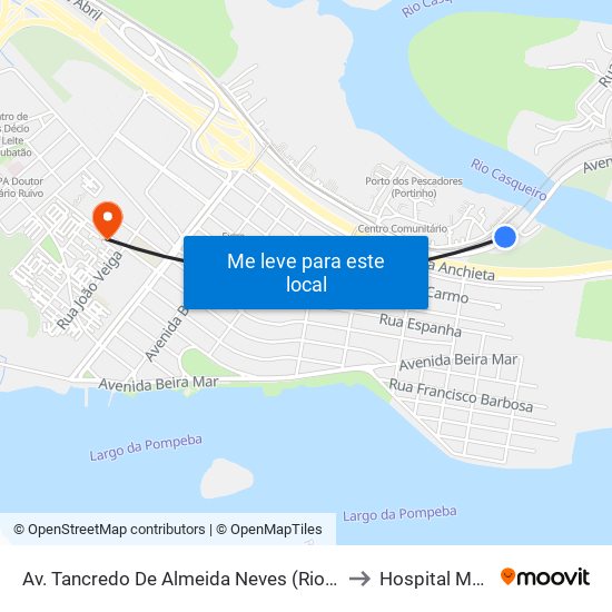 Av. Tancredo De Almeida Neves (Rio Casqueiro) to Hospital Modelo map