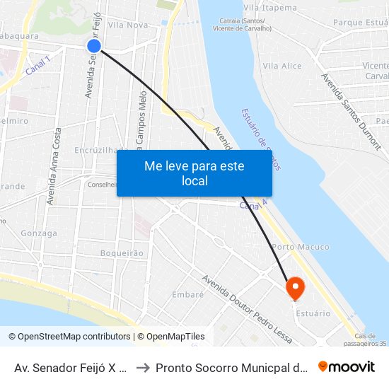 Av. Senador Feijó X Av. Rangel Pestana - Municipais to Pronto Socorro Municpal da Zona Leste (Ps Municpal da Zona Leste) map